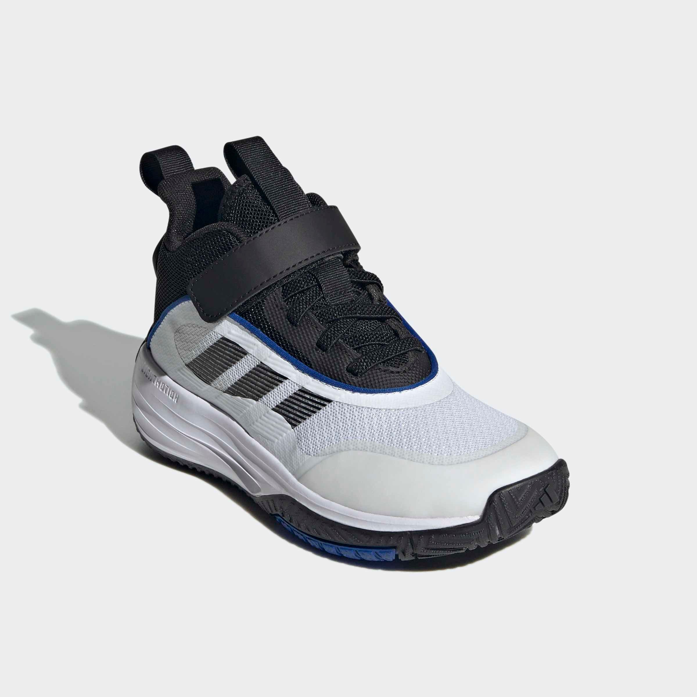 Basketballschuh ADIDAS PERFORMANCE "OWNTHEGAME 3.0", Mädchen, Gr. 34, schwarz-weiß (cloud weiß, core schwarz, core schwarz), Synthetik, Textil, Schuhe, für Kinder