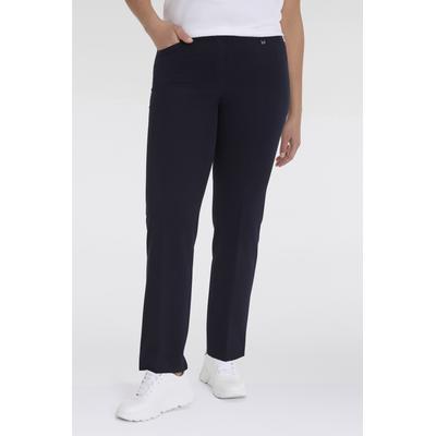 Stoffhose KJBRAND "Hose Bea in Bi-Stretch Kammgarnoptik mit Bügelfalte", Damen, Gr. 54, N-Gr, blau (marine), Web, Obermaterial: 63% Polyester, 35% Viskose, 2% Elasthan, feminin, weit, unten schmal, Hosen, ideal für kräftige Oberschenkel Image