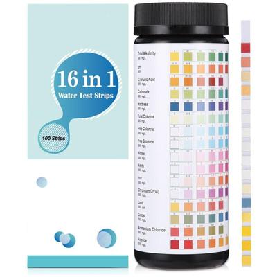 Coocheer - 16-in-1 Pool- und Spa-Teststreifen, 100 Pool-PH-Tester, Schwimmbad-Teststreifen, Image