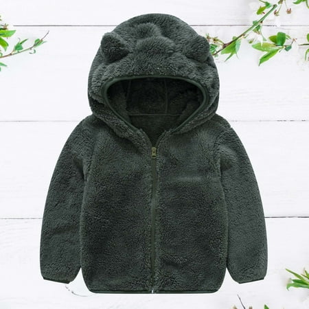 ATOGUTA Girl Baby Kid Waterproof Hooded Coat Jacket Plush Cute Bear Ears Winter Hoodie Thick Coat Jacket Size 6M-4T