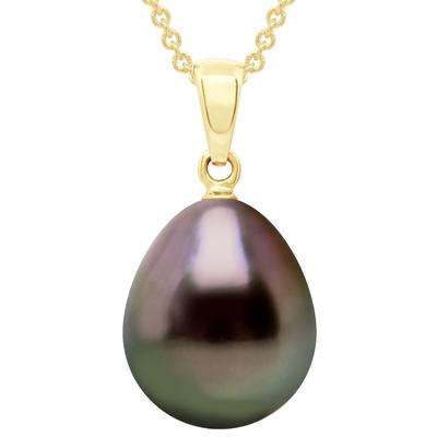 Perlenanhänger - Gelbgold 375 -Echte Tahiti-Zuchtperle Birne 11-12 mm