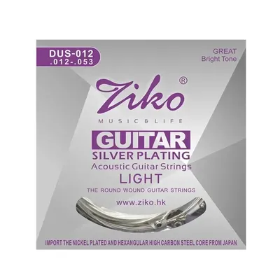 ZIKO DUS 010 011 012 Acoustic Guitar Strings Hexagon Carbon Steel Core Silver Plating Musical