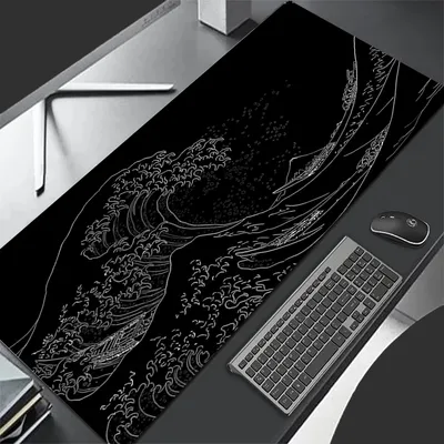 Mousepad Computer XL MousePads Keyboard Pad Mouse Mat Japan Black Sea Wave Gamer Soft Office Carpet