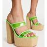 Public Desire Womens Wide Fit Carley Raffia Platforms in Green - Size UK 7 | Public Desire Sale | Discount Designer Brands