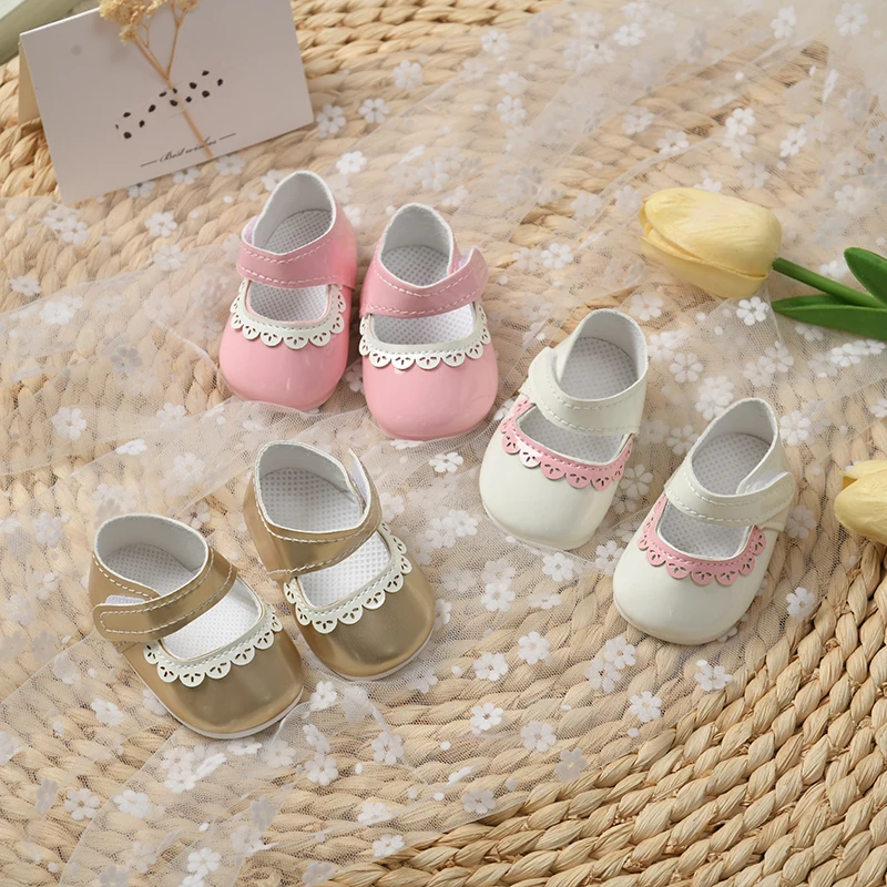 Heißer Verkauf 7,5 cm Puppe Schuhe Für 21 Zoll Amerikanischen Reborn Puppen Pu Leder Schuhe Fit 55 cm Neue Baby DIY Puppen Zubehör Geschenk