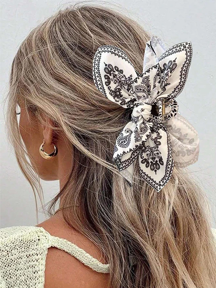 Bohemian Style Bogen Haar Kralle Cashew Paisley Hai Clip große Haars pangen Boho Urlaub Kopf bedeckung Frauen Haarschmuck Image