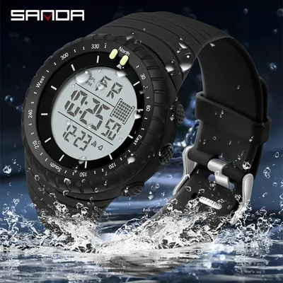 SANDA Luxus G Stil Outdoor Militär Sport Männer Uhren LED Digital Leuchtende Wasserdichte Tauchen Stoppuhr Wecker Männer Uhr