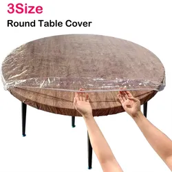 Nappe ronde élastique transparente en PVC, imperméable, résistante à l'huile, housse de protection pour Table à manger, 3 tailles