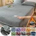 Housse de matelas thermique en velours, draps en tissu peluche pour l'hiver, housse de lit, ensemble de draps pour lit simple, Double, King, Queen, 120x200