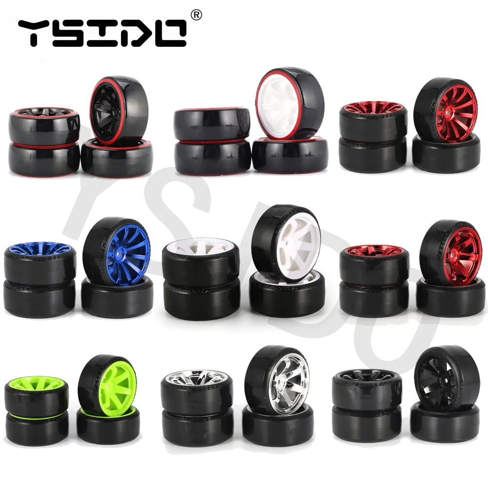 Moyeu de roue de voiture à dérive RC 1/10, pneu à motif dur pour 1:10 HSP Redcat Wltoys WPL Tamiya Traxxas RC Drift, accessoires de voiture, jouets, 4 pièces