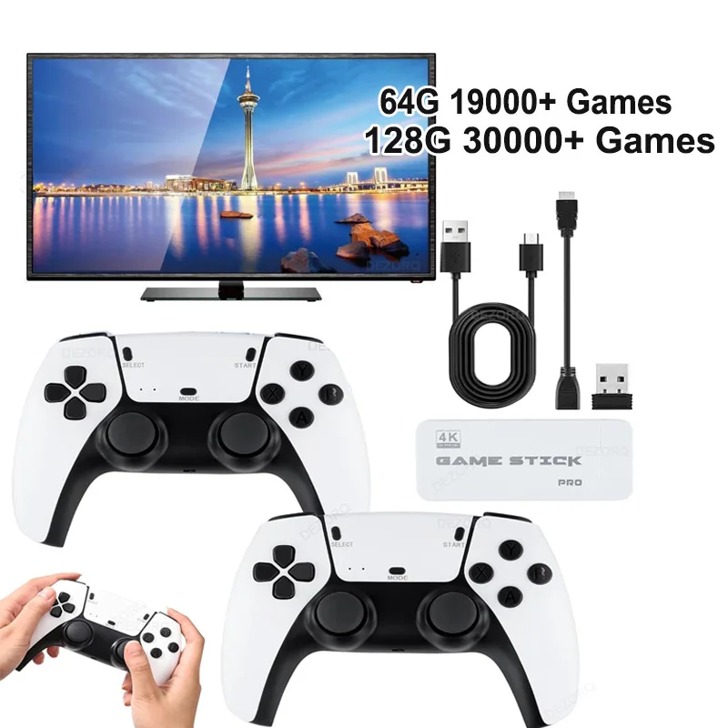 M15 Pro Game Stick Mini Console rétro 4K 19000 + jeux jeux vidéo HD TV lecteur de jeu contrôleur sans fil Console de jeu vidéo