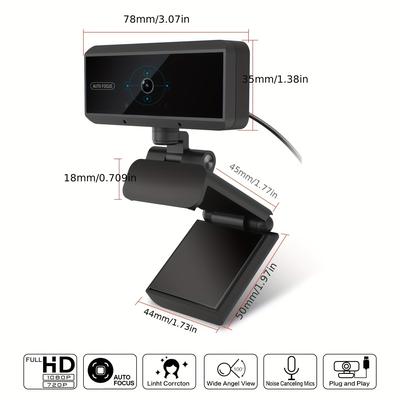 TEMU 500m Full Hd Auto Focus Webcam 1080p Usb Video Web Camera With Dual Hd Mics For Pc Laptop Computers Desktop Devices, Black