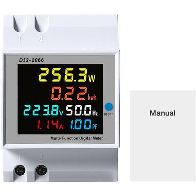 Digitaler Energiezähler, 6-in-1, einphasiger DIN-Schienen-Stromzähler, Amperemeter, Voltmeter,