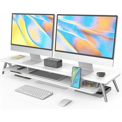 Fenge - Dual Monitorständer mit Telefon/Pad Halter, 2 Etagen Groß Multifunktionaler Computer Laptop Image