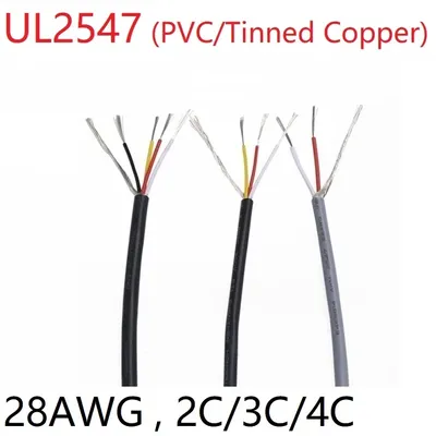 UL2547 Signal Shielded Cable 28AWG PVC Insulated 2 3 4 5Core Amplifier Channel Audio Copper Wire