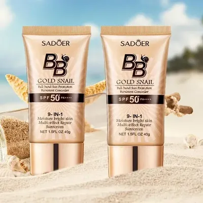 SPF50+ Gold Snail Sunscreen BB Cream Whitening Foundation Concealer Moisturizing Long Lasting Even