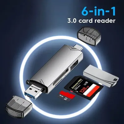 6 In 1 Multifunction Usb 3.0 Card Reader U Disk Type C/Micro Usb/Tf/Sd Flash Drive Memory Card