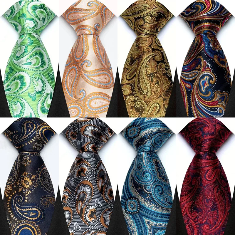 Luxury 8CM Mens Necktie Paisley Floral Ties For Man Jacquard Woven Business Party Accessories Neck Tie For Man