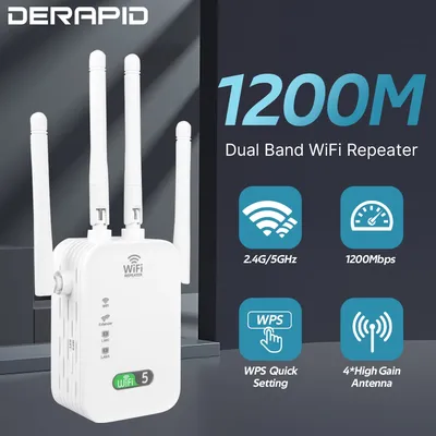 1200Mbps Dual Band WiFi Repeater Wireless Signal Extender 2.4G 5GHz Wi-Fi Amplifier Router Long
