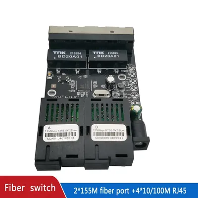Fiber Optical Ethernet switch Media Converter Single Mode 4 RJ45 and 2 SC fiber Port 10/100M PCBA
