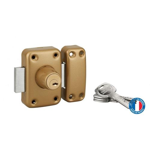 Thirard - Verrou double entrée Trafic 6 pour porte d'entrée, cylindre 45mm, acier, 4 clés, époxy or