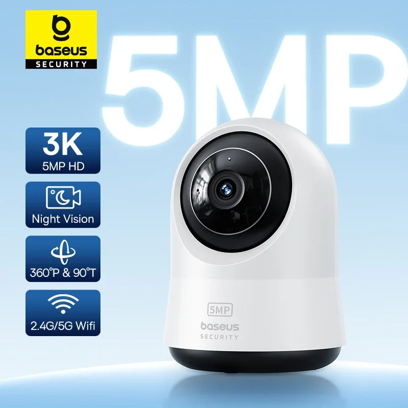 Baseus 5MP 3K WiFi IP-Kamera 2,4G/5G Wireless Indoor Sicherheitsschutz Schwenk- und Neigefunktion 8-facher Digitalzoom Mini-Kamera-Überwachungskameras