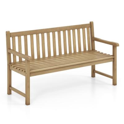 Costway 62 Inch Outdoor Teak Wood Bench with Backrest for Yard