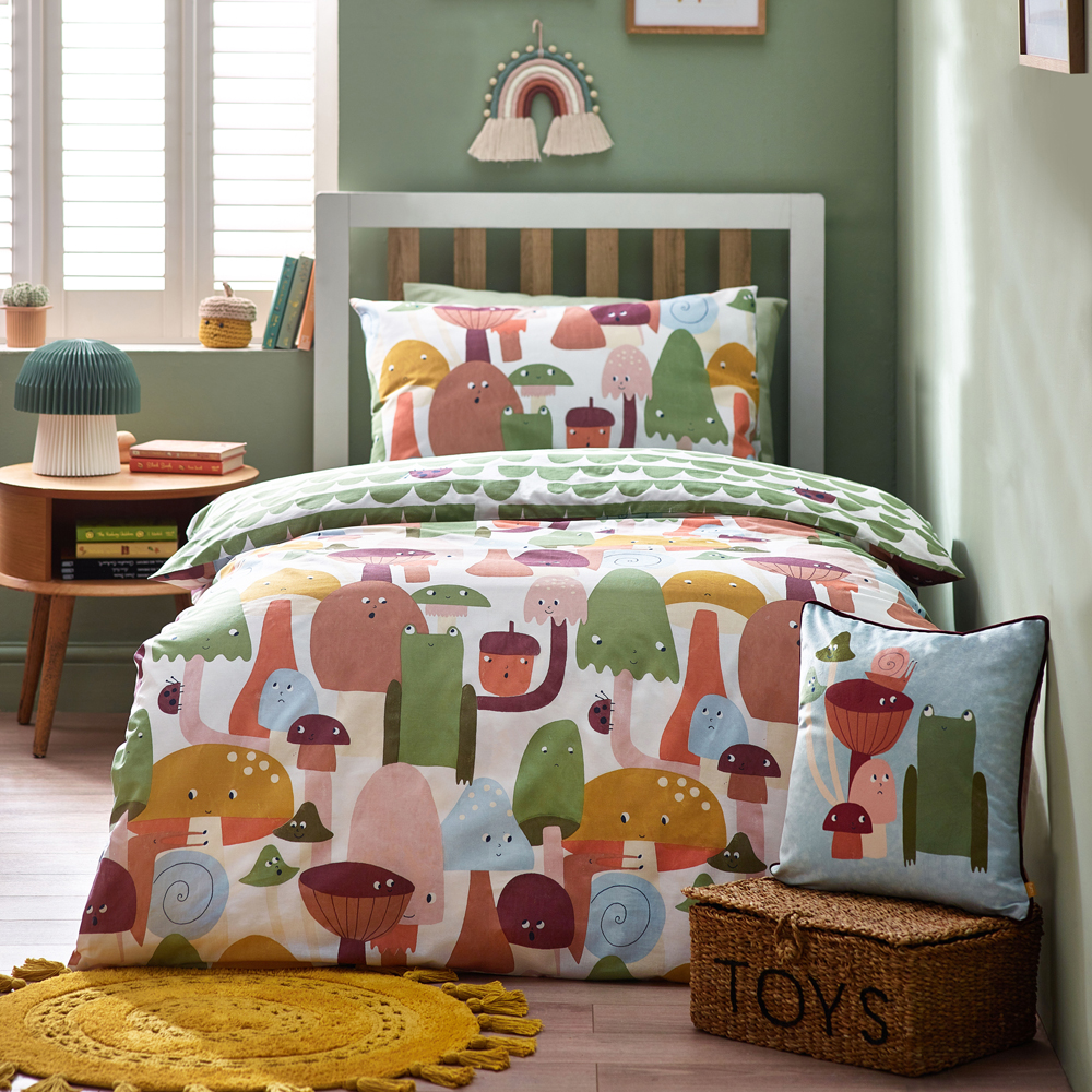furn. Little Funguys Mushroom Duvet Cover Set - Multicolour Polycotton - Size Toddler | furn. Sale | Discount Designer Brands