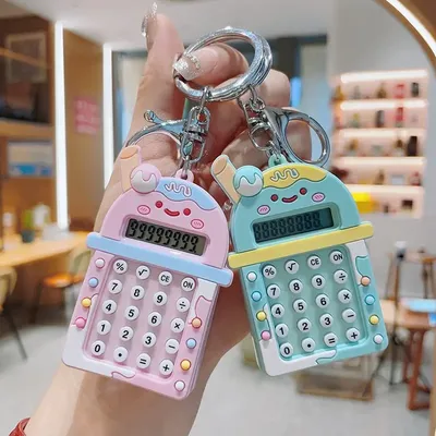 1pc Calculator Keychain Mini Portable Calculator With Creative Cute Keychain 8-Digit Display Pocket