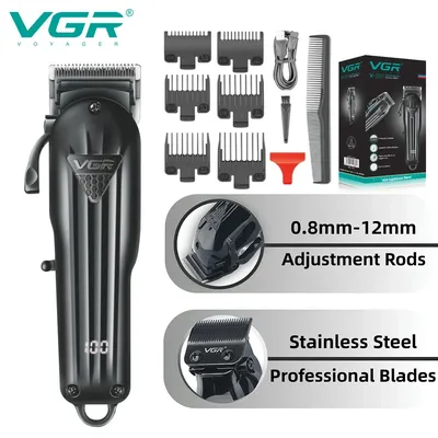 VGR Hair Cutting Machine Professional Hair Clipper Hair Trimmer Electric Shaver Adjustable Cordless