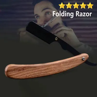 【Hot sales】Beard Shaver Rosewood Fold Stainless Steel Beard Shaver Shave The Face Portable Folding