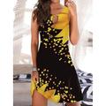Damen Mini Kleid Petite Kleid T-Shirt Kleid Tee Kleid Shift Kleid A-Linie Kleid Party Stylisch Lässig Urlaub Täglich Feiertag Lockere Passform Floral Ärmellos Rundhals Gelb Wein Sommer Frühling