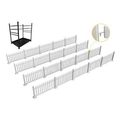 Mod-Fence Mod-Picket 120' White Picket Fence Starter Kit with 20 Preassembled Fence Panels, 24 Post Connectors, and Cart