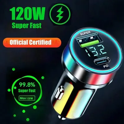 PD 20W Car Charger Super Fast Charge Adapter Type C USB 120W Portable For IPhone 14 Pro Max 13 12 11