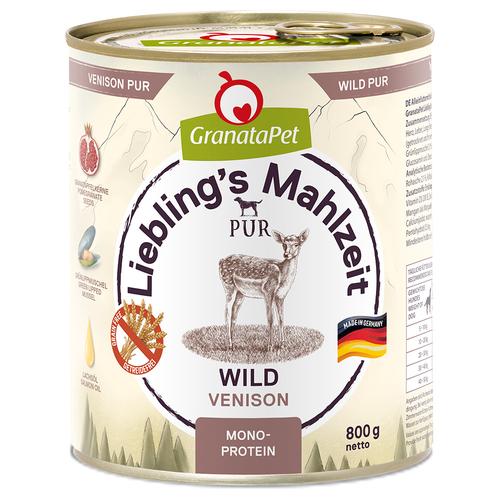 Sparpaket: 12x800g GranataPet Liebling's Mahlzeit Wild Hundefutter nass