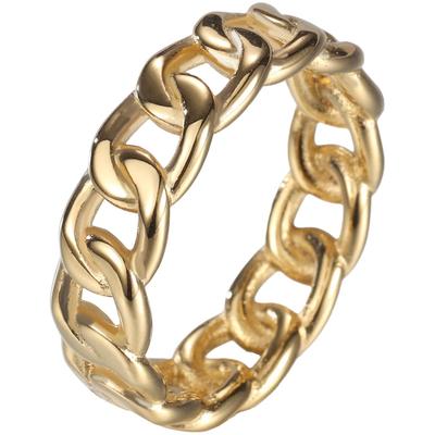 Fingerring FIRETTI "Schmuck Geschenk Edelstahl Ring Damenring Herrenring Panzerkette Color" Gr. 62, gold (gelbgoldfarben), Fingerringe, Damen, 62, Edelstahl, 6,7mm Image