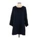 J.Crew Casual Dress - Sweater Dress Crew Neck 3/4 Sleeve: Blue Jacquard Dresses - Women's Size 12