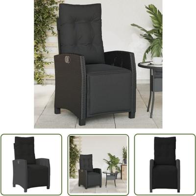 Gartensessel mit Fußteil Verstellbar Schwarz Poly Rattan - Gartenstuhl - Relaxsessel - Outdoor Image