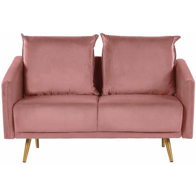 Sofa Rosa Samtstoff 2-Sitzer 130 x 78 x 68 abnehmbare Kissenbezüge Minimalistisch Retro Wohnzimmer
