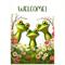 TEMU 1pc, Cute Frog Welcome Garden Flag, Floral Print Summer Yard Flag, Funny House Flag Welcome Home Sign Front Door Sign Backyard Flag Lawn Decor Double Sided Waterproof Flag 12x18inch