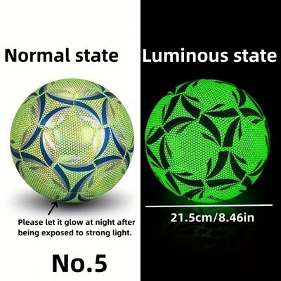 TEMU 1pc Shiny Fluorescent Green Soccer Ball, Pu Soccer Ball, Suitable For And Backyard Beach, With Pump And Mesh Bag