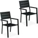 Garden Chair Set of 2, HxWxD 90 x 53,5 x 59 cm, Balcony Seats, Armrests, Metal, Modern Patio Furniture, Black - Relaxdays