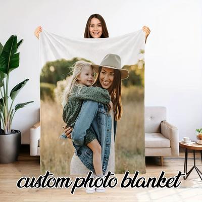 TEMU 1pc Custom Photo Blanket For Couples, Personalized Blanket, Flannel Picture Blanket, Gift For Husband/wife/girlfriend/boyfriend, Birthday Lover Gift Blanket Soft Custom Flannel Sofa Blanket Image