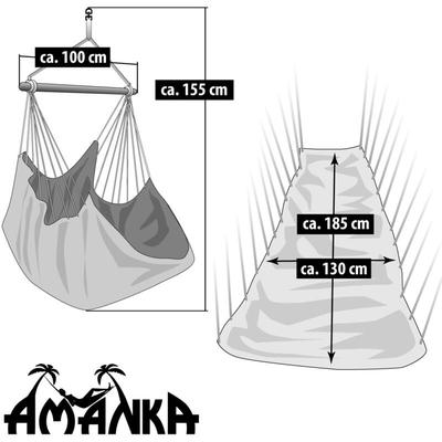 Amanka - xxl Hängesessel 185x130cm Hängestuhl 2 Personen Hängesitz bis 150kg Baumwolle Hängematte