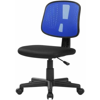 Bürostuhl Nowra, Arbeitsbürostuhl, Ergonomischer Bürositz, Cm 49x43h81/93, Schwarz und Blau Image