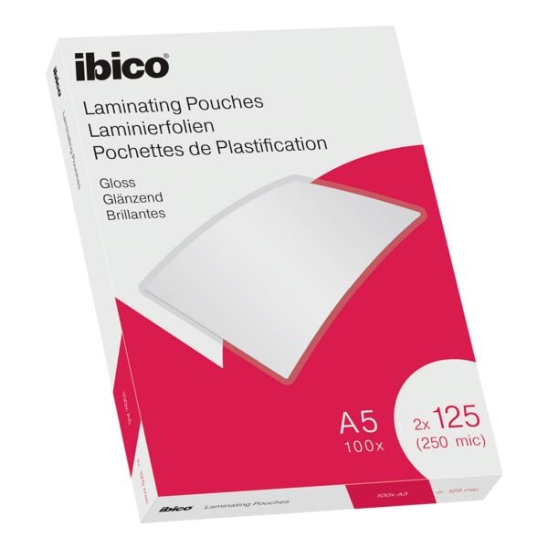 Ibico Laminierfolien A5 100 Stück 125 mic glänzend transparent, 15.4x21.6 cm Image