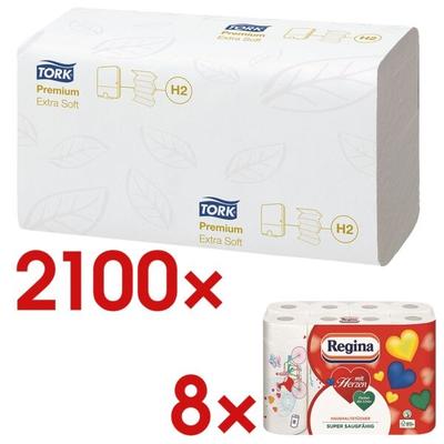 Tork Papierhandtücher inkl. Küchenrollen »Mit Herzen« 3-lagig, 8 Rollen weiß, 21 cm