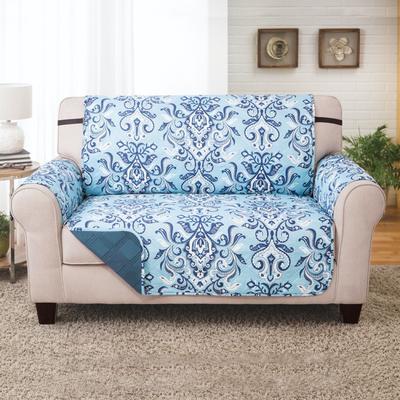 Printed Reversible Quilted Love Seat Protector by Couch Guard in Blue