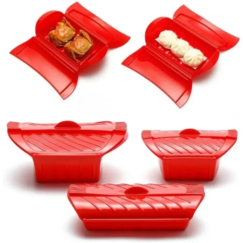 Praktischer Silikon-Dampfgarer, leicht zu reinigendes Dampfgestell, umweltfreundliches Silikon-Dampfgehäuse, mikrowellengeeignetes Kochzubehör für Lebensmittelkocher Image