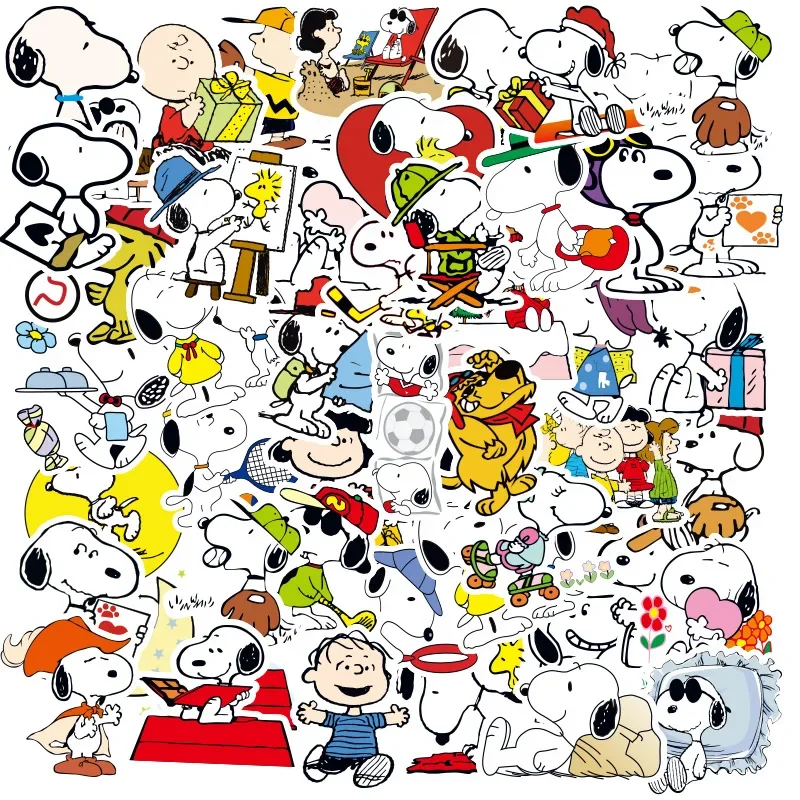 40/50/60 Stück verschiedene nicht repetitive klassische Anime-Cartoon-niedliche Snoopy-Graffiti-Aufkleber für Kinder Image
